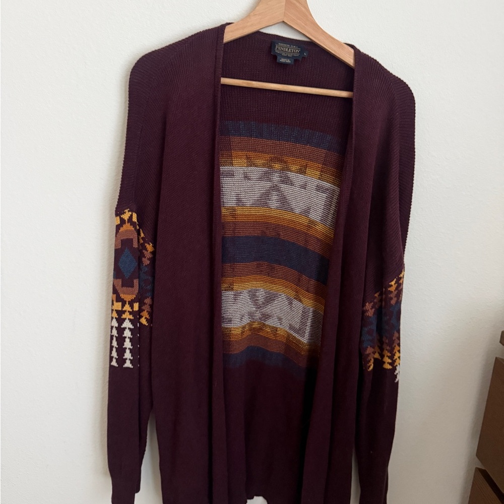 Pendleton Burgundy and Brown Knit Sweater